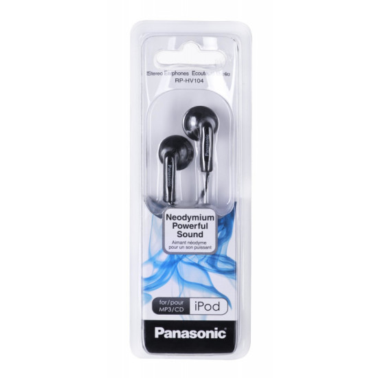 Casti, Panasonic, Audio In Ear, RP-HV104E-K, cu fir, Negru, RP-HV104E-K, resigilat