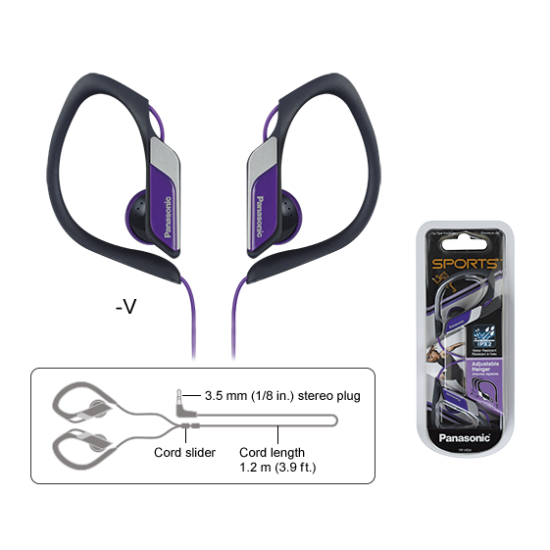 Casti, Panasonic, Audio Sport In Ear, cu fir, Violet, RP-HS34E-V