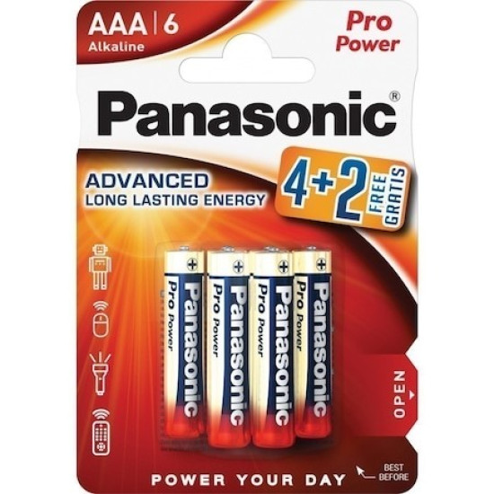 Baterii, Panasonic, 4+2 Pro Power Alkaline AAA, 6 buc, LR03PPG/6BP