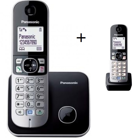 Telefon DECT  negru, KX-TG6811FXB si receptor suplimentar KX-TGA681FXB Panasonic